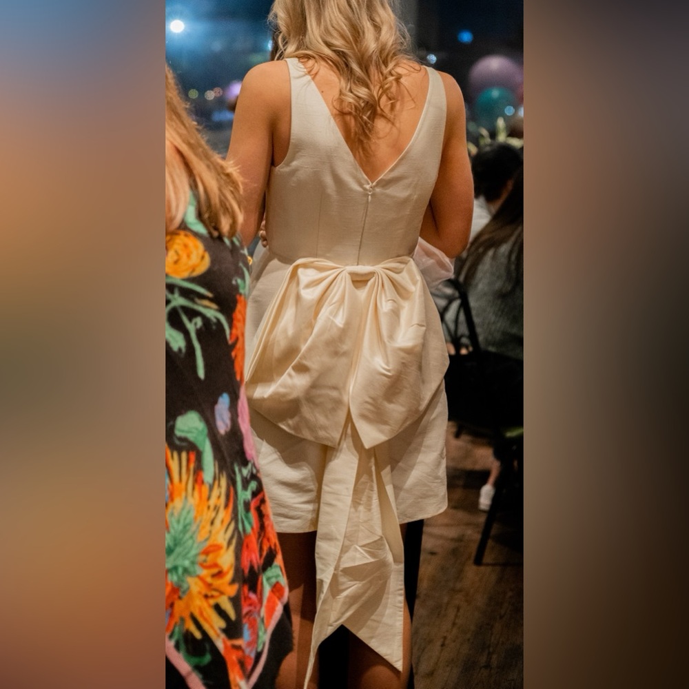 Sachin + Babi Cream Backless Dress with Bow wedding/shower/holiday
